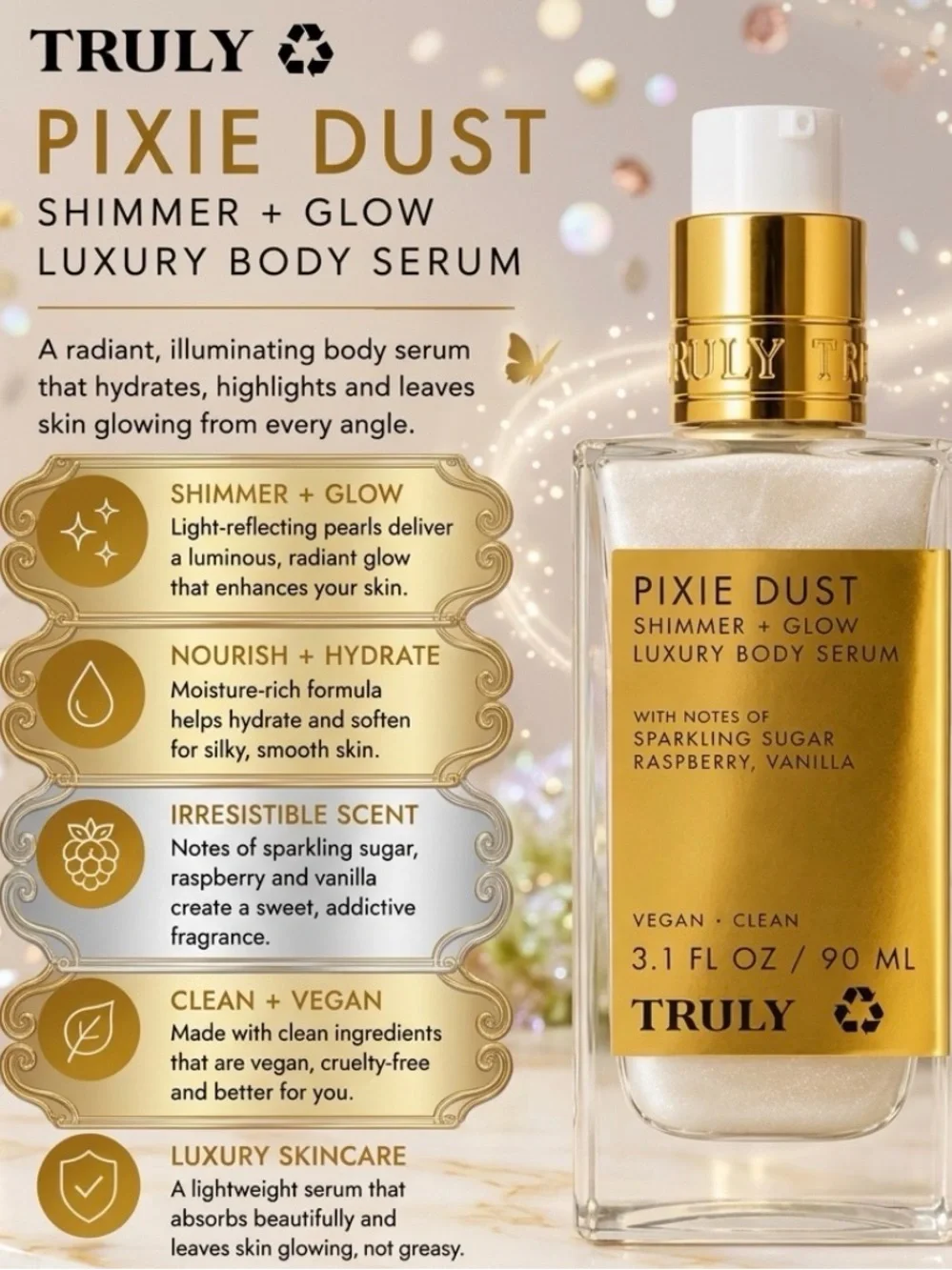 NEW Truly Pixie Dust Shimmer + Glow Luxury Body Serum
